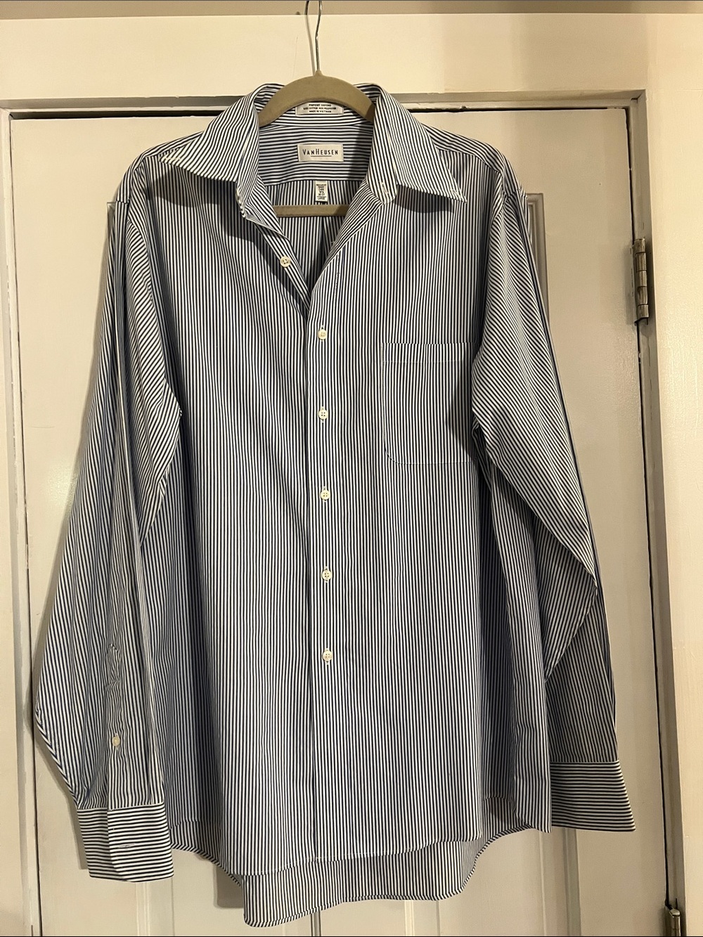 Van Heusen Navy and White Pinstripe Dress Shirt